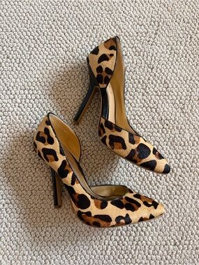 BCBG Paris Calf Hair Leopard Print Pointed-Toe Stiletto Pumps - Tan/Black
